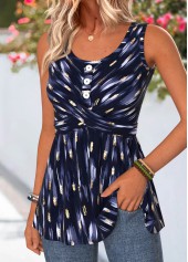 Navy Polka Dot Corset Sleeveless Round Neck Tank Top | thumb picture 