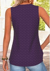 Purple Shirred Sleeveless V Neck Tank Top | thumb picture 