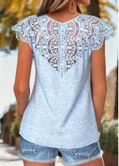 Light Blue Curved Hem Short Sleeve T Shirt | thumb picture 