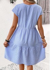 Light Blue Striped Short Tummy Coverage Round Neck Dress | thumb picture 