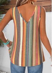 Plus Size Multi Color Tie Striped Strappy Tank Top | thumb picture 