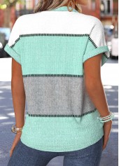 Plus Size Mint Green Tummy Coverage Geometric Print Blouse | thumb picture 