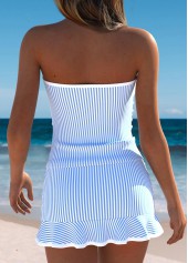 Light Blue Mid Waisted Bowknot Striped Tankini Set | thumb picture 