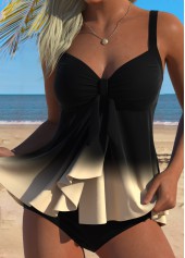 Black Mid Waisted Tie Ombre Tankini Set | thumb picture 