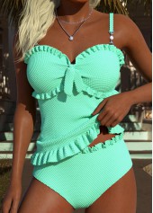 Mint Green Mid Waisted Frill Tankini Set
