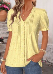 Yellow Frill Short Sleeve V Neck T Shirt | thumb picture 