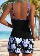 Purple Mid Waisted Floral Print Tankini Set | thumb picture 