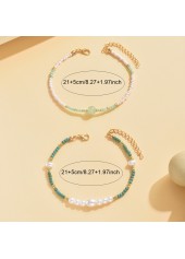 Green Color Polyresin Material Pearl Anklets | thumb picture 