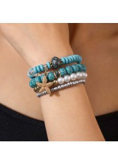 Mint Green Starfish Beaded Bracelet Set