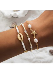 Beige Starfish Shell Alloy Beaded Bracelets