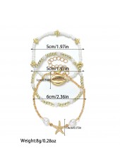 Beige Starfish Shell Alloy Beaded Bracelets | thumb picture 