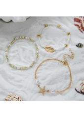 Beige Starfish Shell Alloy Beaded Bracelets | thumb picture 