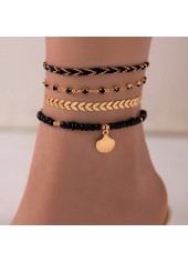 Black Color Shell Alloy Detail Anklets