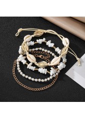 Beige Color Shell Detail Multi-layered Anklets | thumb picture 