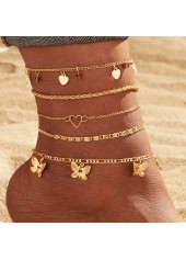 Golden Color Butterfly Alloy Detail Anklets