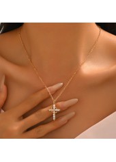 Golden Zircon Cross Design Copper Necklace