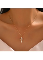 Golden Zircon Cross Design Copper Necklace | thumb picture 