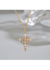 Golden Zircon Cross Design Copper Necklace | thumb picture 