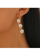 Golden Flower Tassel Design Plastic Earrings | thumb picture 