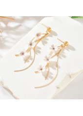 Golden Flower Tassel Design Plastic Earrings | thumb picture 