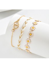 Golden Heart Daisy Flower Alloy Anklets | thumb picture 
