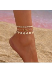 Golden Heart Daisy Flower Alloy Anklets | thumb picture 