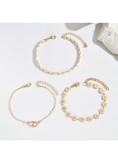 Golden Heart Daisy Flower Alloy Anklets | thumb picture 
