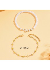 Beige Daisy Flower Starfish Pearl Anklets | thumb picture 