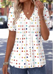 White Polka Dot Frill Short Sleeve T Shirt | thumb picture 
