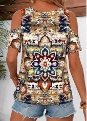 Multi Color Tribal Print Twist Short Sleeve T Shirt | thumb picture 