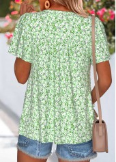 Light Green Ditsy Floral Print Curved Hem T Shirt | thumb picture 