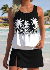 Black Mid Waisted Blouson Tankini Set