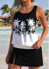 Black Mid Waisted Blouson Tankini Set | thumb picture 