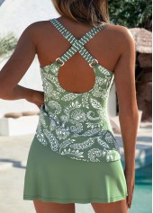 Sage Green Mid Waisted Surplice Floral Print Tankini Set | thumb picture 
