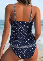Navy Mid Waisted Patchwork Geometric Print Tankini Set | thumb picture 