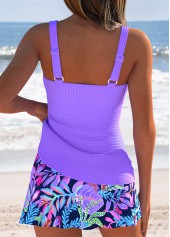 Purple Mid Waisted Two-piece Floral Print Tankini Set | thumb picture 