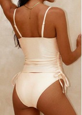 Beige Mid Waisted Tummy Coverage Tankini Set | thumb picture 