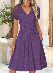 Purple Surplice Short Sleeve V Neck Dress | thumb picture 