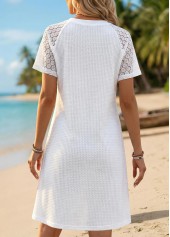 White Short Patchwork V Neck Dress | thumb picture 