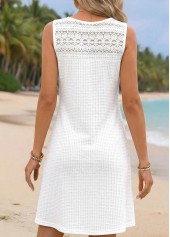 White Short Patchwork Sleeveless V Neck Dress | thumb picture 