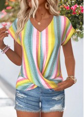 Multi Color Tummy Coverage Short Sleeve T Shirt