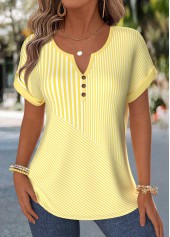 Yellow Geometric Print Tummy Coverage Short Sleeve Blouse