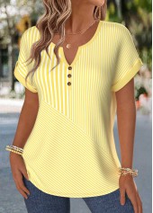 Yellow Geometric Print Tummy Coverage Short Sleeve Blouse | thumb picture 
