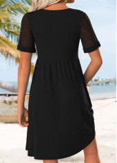 Black Short Shirred V Neck Dress | thumb picture 