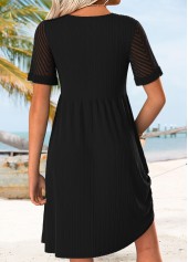 Black Short Shirred V Neck Dress | thumb picture 