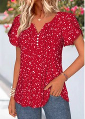 Red Polka Dot Curved Hem Short Sleeve T Shirt | thumb picture 