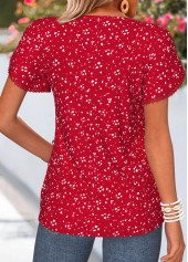 Red Polka Dot Curved Hem Short Sleeve T Shirt | thumb picture 