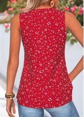 Red Polka Dot Shirred Sleeveless V Neck Tank Top | thumb picture 