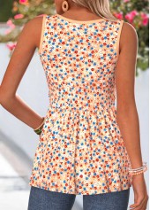 Orange Ditsy Floral Print Corset Sleeveless Tank Top | thumb picture 