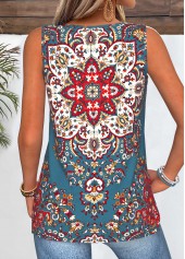 Multi Color Tribal Print Tie Sleeveless Tank Top | thumb picture 